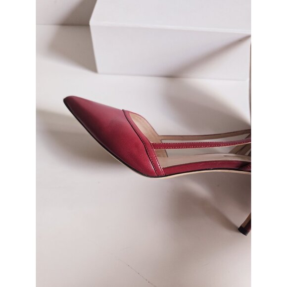 SJP Sarah Jessica Parker Pointed Toe D'Orsay Red Pump Heels Ahoes 9.5 Italy 39.5 - Picture 9 of 12
